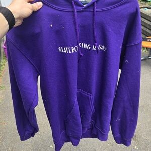 Purple Hoodie 'SKATEBOARDING IS GAY'